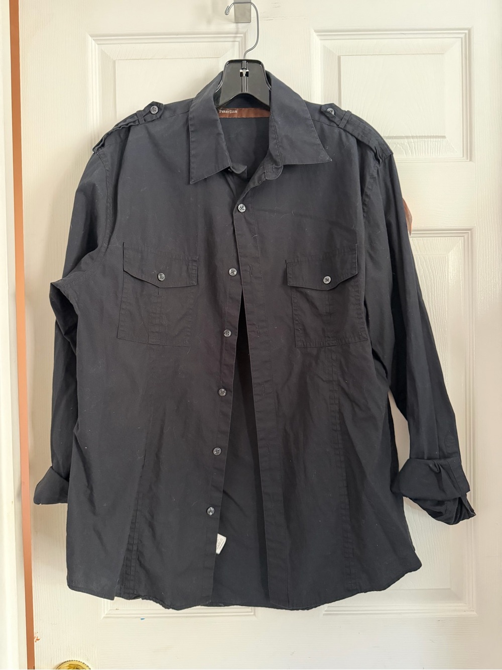 Perry Ellis Men's Black Casual Button Down Shirt